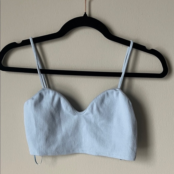 Zara Tops - ZARA Light Blue Ribbed Crop Top